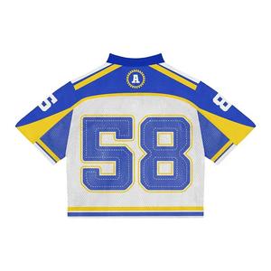 Camisetas de fútbol de Francia Mesi recortadas de malla cuadrada de gran tamaño Vintage personalizadas del mejor fabricante, estilo Streetwear para hombres para fútbol - Product Image 2