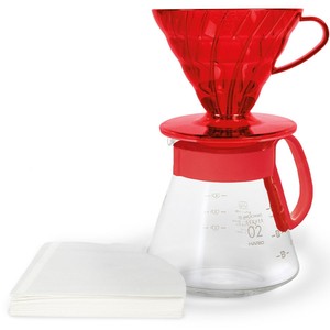 Filtre à café en verre rouge taille 02 avec plateau gradué, design minimaliste pour cafetières à filtre - Product Image 1