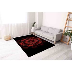 Black <b>Mandala</b> <b>Rug</b>: 3D Printed Ethnic Decor,Chenille <b>Rug</b> - Product Image 2