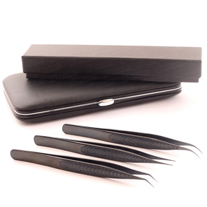 Pince à cils de construction en acier inoxydable avec pointe pointue précise pour un toilettage précis des cils emballage personnalisé - Product Image 3