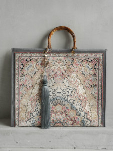 Sac en toile bohème Jacklin avec motif rétro et poignée, pompon gris, grande capacité, usage quotidien pour femmes - Product Image 1