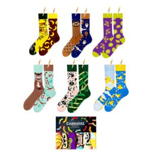 6-Piece Fun Animal Patterned <b>Breathable</b> <b>Sock</b> Set Left and Right Different for Daily Use - Product Image 1