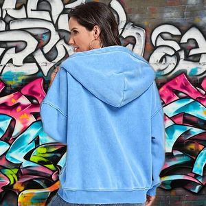 Sudadera con capucha y cremallera completa de algodón 100% con lavado ácido estilo streetwear para hombre, oversize, con lavado vintage, logotipo personalizado, venta al por mayor, invierno - Product Image 2