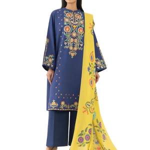 Traje de Tres Piezas Shalwar Kameez de Seda con Estampado Digital para Mujer, Ropa Étnica de Diseñador, Conjunto de Vestido de Fiesta con Dupatta de Seda y Pantalones - Product Image 1