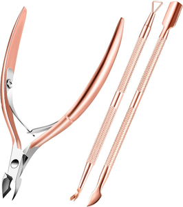 Rose Gold 3-Piece Manicure Set Dead Skin Scissors Corn <b>Removal</b> Pliers Thorns <b>Trimming</b> Scissors for Fingers - Product Image 2