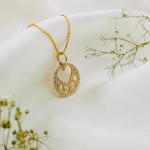Colgante de diamante de laboratorio de corazón de 14K, collar de boda de diamante cultivado en laboratorio de oro sólido, collar de mujer para joyería de aniversario - Product Image 1