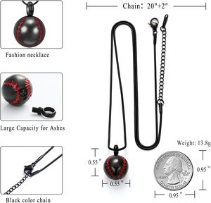 สร้อยคอโกศสแตนเลสสีดำสั่งทำเครื่องประดับสำหรับชุดรูปแบบขี้เถ้าเบสบอลโลหะทนทาน - Product Image 2