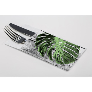 Serviettes de table blanches 40x40cm Havana Print Kanguro, douces et absorbantes, 480 pièces, B2B - Product Image 1