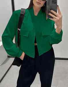 Veste universitaire personnalisée pour femmes, manches longues, boutonnée, bomber court, veste de baseball décontractée - Product Image 3