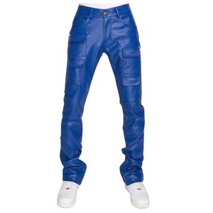 Nouveau pantalon en cuir pour homme, coupe slim élégante, style motard, durable, doux, extensible, de haute qualité, tendance, respirant, en vente - Product Image 1