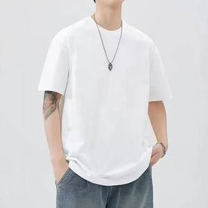 เสื้อยืดผู้ชายผ้าฝ้าย 100% คุณภาพสูง พิมพ์โลโก้ได้ตามต้องการ ทรงโอเวอร์ไซส์ สวมใส่สบาย เหมาะสำหรับออกกำลังกาย ลำลอง ไซส์ใหญ่ - Product Image 1