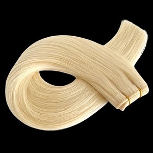 Extensión cruda de cabello humano de trama de máquina dibujada única Remy de Venta caliente extensión de cabello de trama recta de Color Rubio Natural para mujeres - Product Image 1