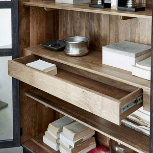 Armoire moderne multifonctionnelle résistante à l'eau en verre et en bois de manguier, design en bois massif, tailles personnalisées, usine OEM/ODM - Product Image 3