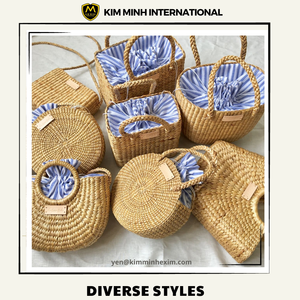 Bolsos de Jacinto de Agua Florales - Hechos a Mano en Vietnam, Cierre Abierto, Estilo Vintage Ecológico, Decoración Floral, Capacidad 3L+ - Product Image 6