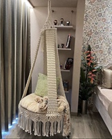 100% fait à la main en macramé suspendu balançoire Boho Style tissé à la main suspendu hamac chaise balançoire pour balcon et jardin