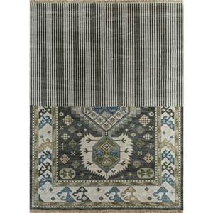 Alfombra de Lana Anudada a Mano Savana, Gris y Negra, con Patrón Geométrico y Abstracto para el Hogar, Pasillo y Sala de Estar, Modelo AKWL-1151 - Product Image 1