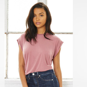 T-shirt ample et fluide en coton bio Bella + Canvas pour femme avec perles et poignets retroussés - Vente en gros - Product Image 1