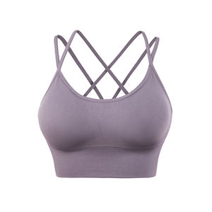 Femmes haute Fitness haut court sans couture Sport soutien-gorge bretelles croisées actif débardeur solide personnalisable Yoga porter antichoc pour femme - Product Image 2