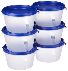 Set de 6 contenants ronds en polypropylène empilables et emboîtables 750 ml lot de 6 bleus - Product Image 1