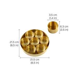 Boîte à épices en laiton de forme ronde à 7 compartiments avec couvercle Design de stockage en métal - Product Image 3