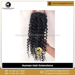 Proveedor y exportador de extensiones de cabello humano de onda profunda de cierre rizado 5x5 indio Virgen sin procesar 100% - Product Image 4