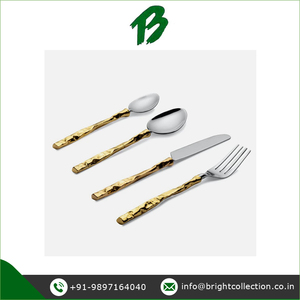 Juego de cubiertos de acero inoxidable con mango de latón de primera calidad para bodas, fiestas, hoteles y restaurantes disponibles a un precio asequible - Product Image 2