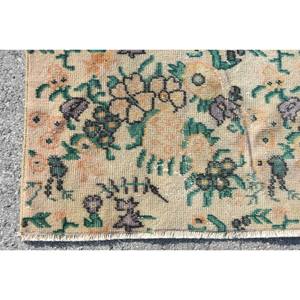 Alfombra de lana turca Vintage, diseño de retales beige y verde, tejido plano de 36x73 pies, respaldo de látex, respetuoso con el medio ambiente, comedor de pila media - Product Image 3