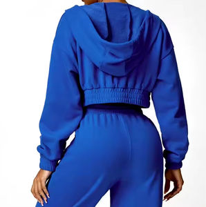 ชุดเสื้อผ้า2ชิ้นสำหรับผู้หญิงชุดเสื้อผ้ามีซิปแขนยาวทรงสกินนี่เข้ารูปแบบสั้นเป็นมิตรกับสิ่งแวดล้อมลายตัวอักษร - Product Image 2