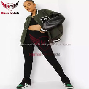 Chaqueta de béisbol Varsity para mujer de calidad superior, abrigo de bombardero de algodón a la moda, bordado de piel de oveja, decoración, bolsillos para mujer - Product Image 4