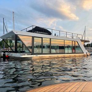 Wholesale Supply Best Quality Pontoon Style <b>Floating</b> Home Luxury <b>Fishing</b> Aluminum House Boat for Recreation Use - Product Image 1