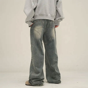 กางเกงยีนส์ทรงแบ็กกี้สำหรับผู้ชาย, กางเกงยีนส์ทรงหลวมสไตล์ฮิปฮอปทรงตรงมาใหม่2025 - Product Image 3