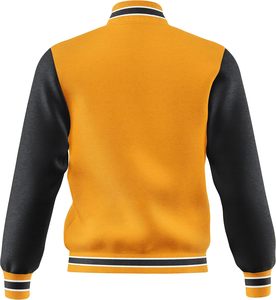 Veste universitaire de coupe régulière décontractée pour hommes, bombardier de baseball en toile de style vintage, lettres brodées, polaire solide pour l'hiver - Product Image 4