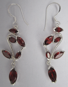 Shah Gems Women's Natural <b>Garnet</b> <b>Earrings</b> 925 Sterling Silver Drop <b>Earrings</b> Bezel Setting Rose Gold Pear Cut Plant Pattern - Product Image 1