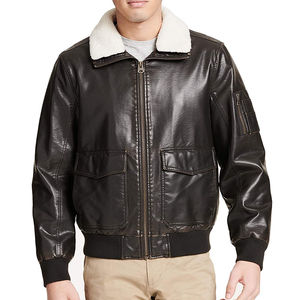 Veste bomber en laine/polyester de haute qualité pour hommes avec col en V, décoration boutonnée, fermeture éclair, vestes pour hommes - Product Image 2