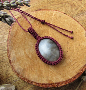 Mother of Pearl minimalist macrame necklace, everyday jewelry, Mother of Pearl simple pendant <b>Chain</b> Anniversary Gifts for Mom L - Product Image 2