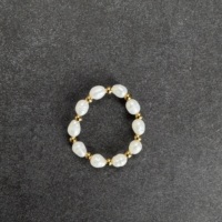 Elastischer Naturstein-Süßwasserperlenring, handgefertigt, Vintage-Edelsteinring, verstellbar, stapelbar, wasserdicht, Perlenring für Damen