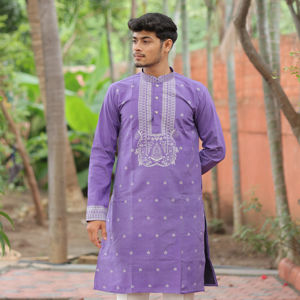 Kurta de créateur en jacquard royal - Product Image 1