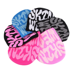 Unisexe personnalisé 100% acrylique hiver chapeaux concepteur Jacquard Satin doublé Beanie Logo gros sport voyage haute imprimé dessin animé - Product Image 4