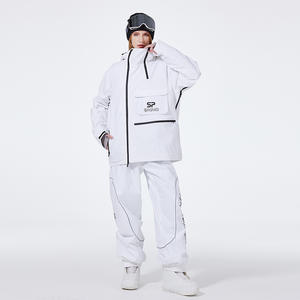 Combinaison de ski imperméable coupe-vent grande taille style vintage skinny avec fermeture éclair, veste et pantalon d'hiver pour l'extérieur - Product Image 4