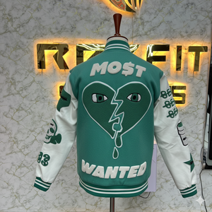 Top Sale Your Own Logo Embroidered Wool and Silk Men's Jacket with <b>Covered</b> <b>Button</b> Closure versity jackets Lettermen jackets - Product Image 2