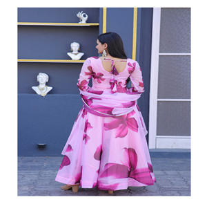 Robe florale pour femmes décontracté Kurtis haut robe vêtements réguliers dernier nouveau concepteur tenue de fête lourd imprimé nouveau Design robe pour dames - Product Image 1