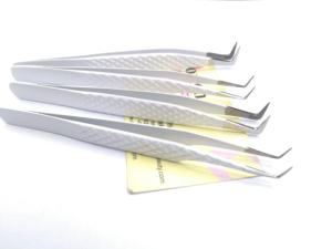 Pinzas de pestañas personalizadas, pinzas de pestañas recubiertas de Color blanco con agarre de diamante, pinzas de pestañas sostenibles con logotipo personalizado para pestañas - Product Image 2