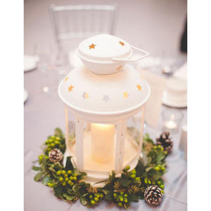 Linterna de metal de color blanco en 2 piezas decorar mesa boda y decoración del hogar precio al por mayor mejor calidad - Product Image 6