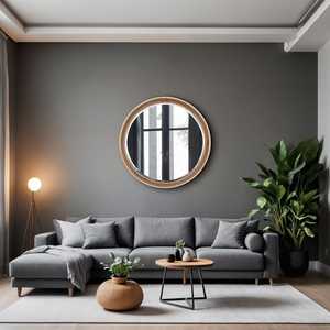 Espejo de madera personalizable asimétrico grande pequeño de madera Spiegel Holzspiegel Miroir En Bois decorativo Rond Miroir Asymetrique - Product Image 4