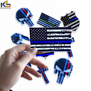 블루 라인 비닐 스티커와 사용자 정의 미국 국기 야외 방수 미국 자동차 스티커 얇은 블루 레드 라인 플래그 스티커