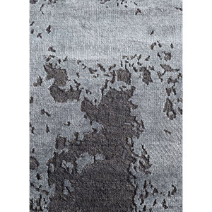 Tapis Kavi gris et noir noué à la main en laine et soie de bambou, épaisseur 10 mm, motif abstrait rectangulaire pour la maison, le couloir, projet Error Esk-431 - Product Image 3