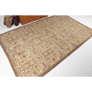 Turkish Rug, 0.4x8 ft Vintage Rug, <b>Brown</b> Red Floral <b>Wool</b> Rug - Product Image 2