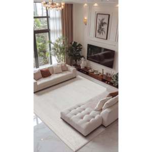 พรมอะคริลิคขายส่ง SARDUNYA SR008 สีขาว ผลิตด้วยเครื่องจักร พรมตุรกีสำหรับห้องนั่งเล่น โครงการโรงแรม - Product Image 1