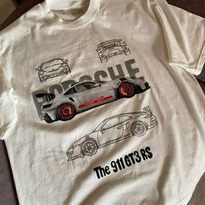 Camiseta Gráfica de Carreras de Fórmula Ferrari, Algodón Premium, Diseño Deportivo, Corte Holgado, Estampado de Alto Impacto, Uso Diario - Product Image 3