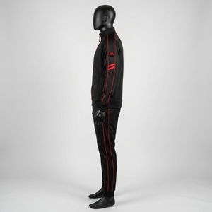 Conjunto Deportivo Negro para Hombre, Chaqueta Deportiva con Cierre Completo, Pantalones Jogger con Detalles en Rojo, Ropa Deportiva para Entrenamiento, Gimnasio, Running y Fitness - Product Image 3